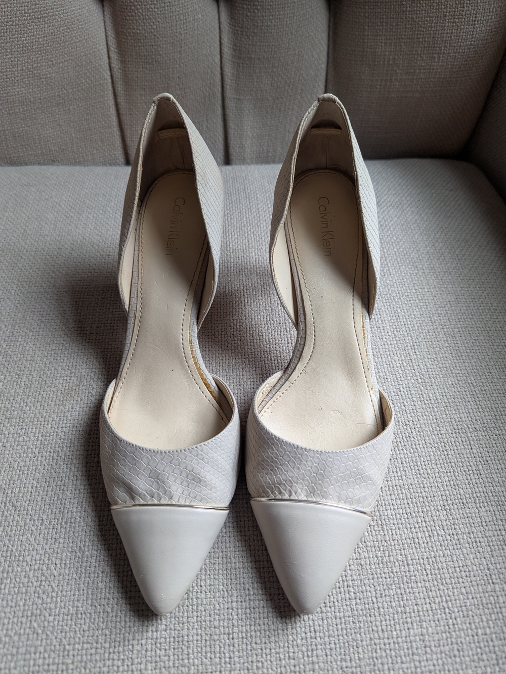 Calvin Klein Women's Cream Pointed-Toe D'Orsay Heels